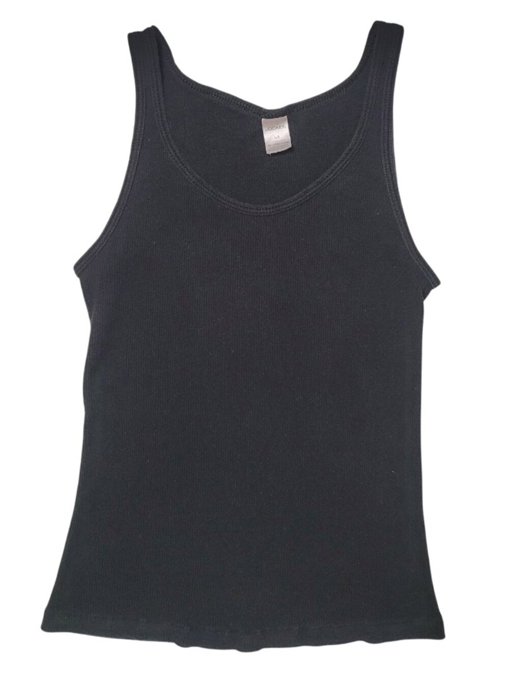 Vintage Jockey Black Scoop Neck Ribbed Cotton Tank Top large